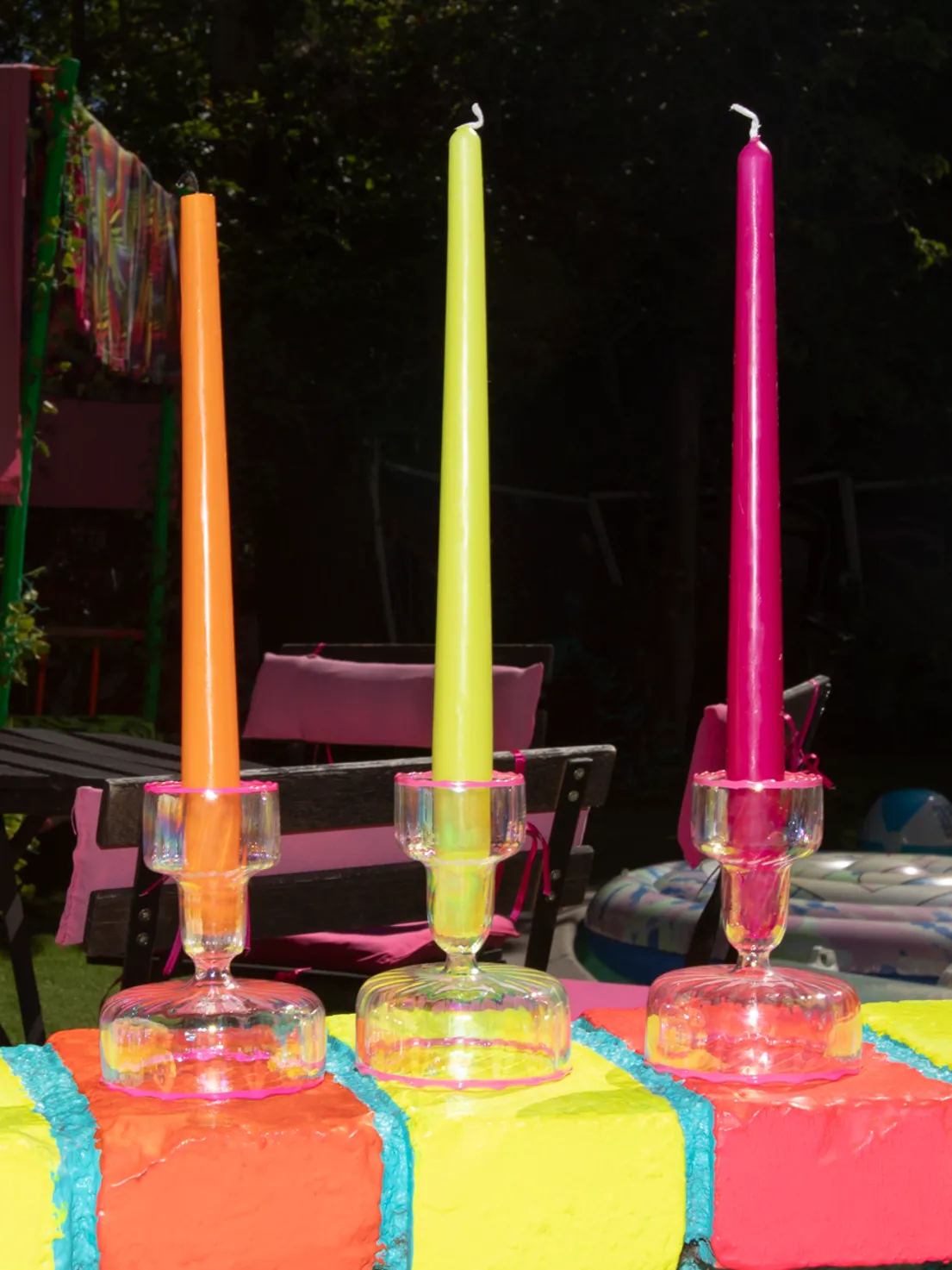 The Short Candlestick - Hot Pink Pearlescent / Glass