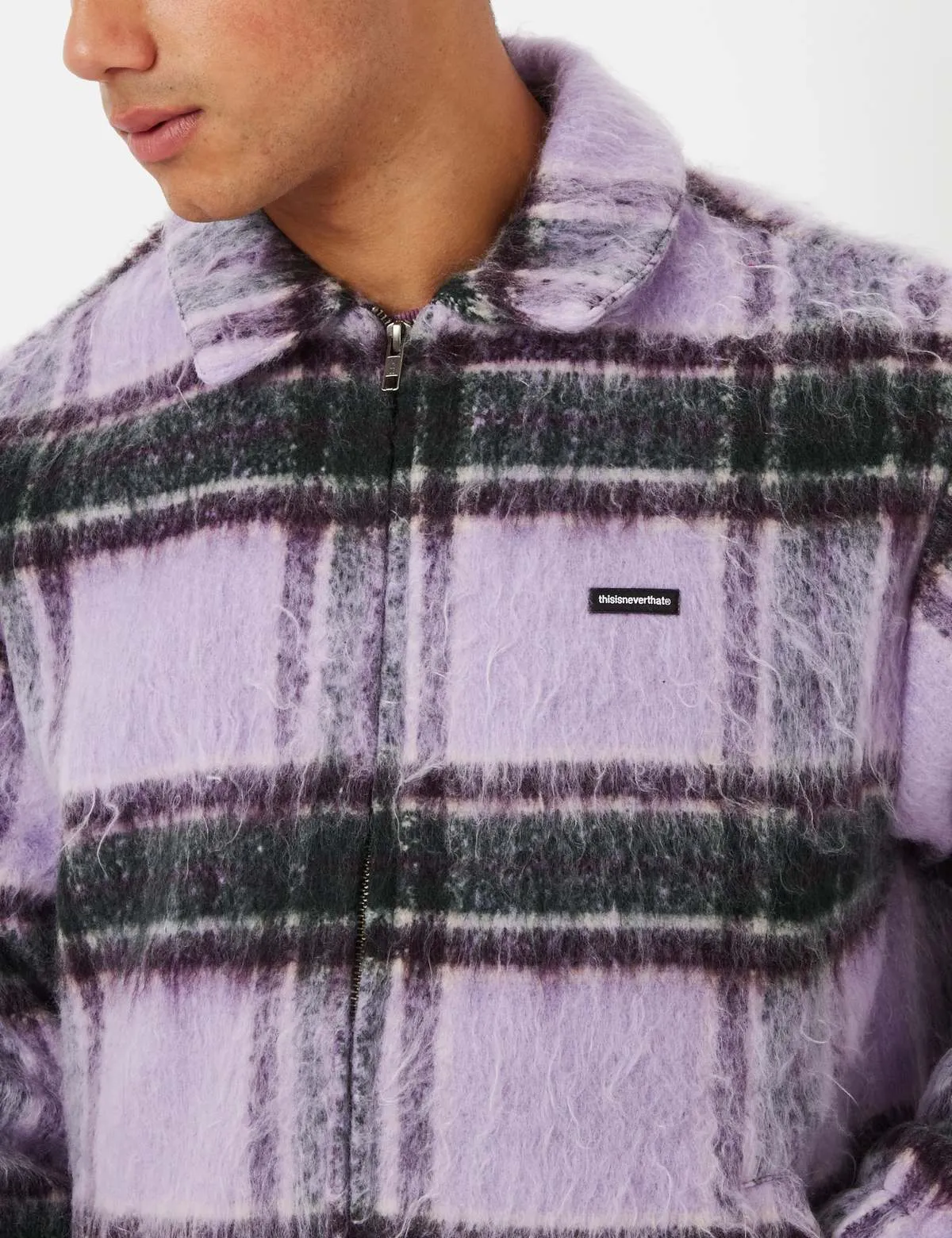 Thisisneverthat Brushed Check Zip Jacket - Lavender Purple