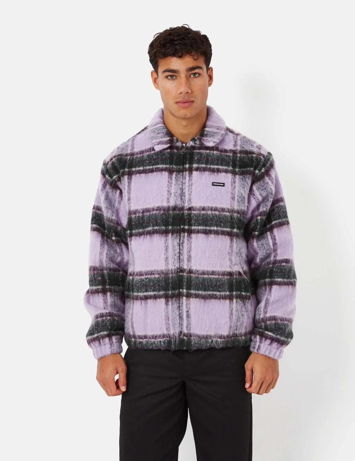 Thisisneverthat Brushed Check Zip Jacket - Lavender Purple