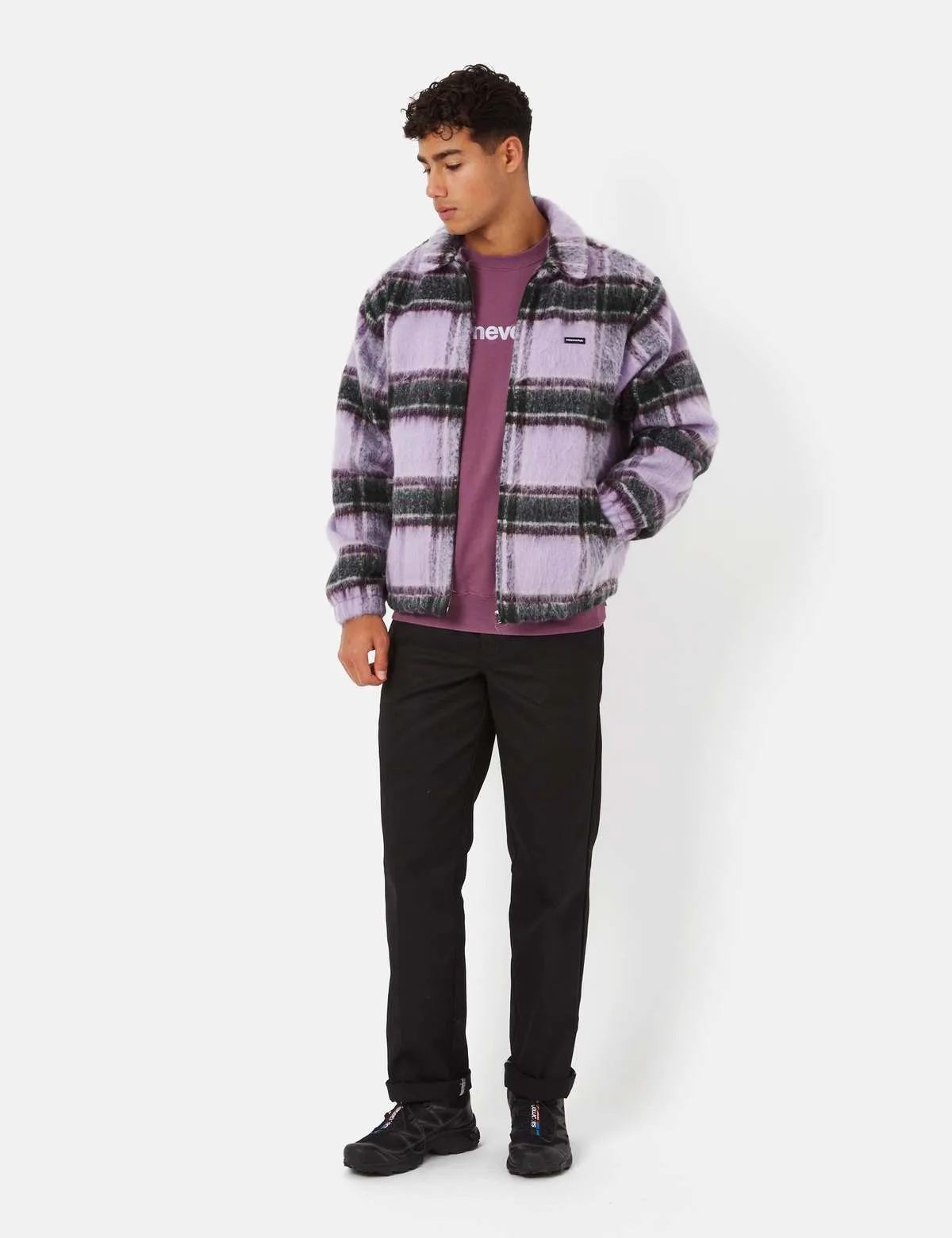 Thisisneverthat Brushed Check Zip Jacket - Lavender Purple