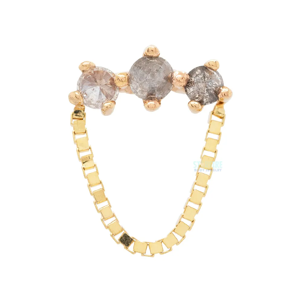 threadless: Halston End with Chain in Gold with Reverse-Set Grey Diamonds