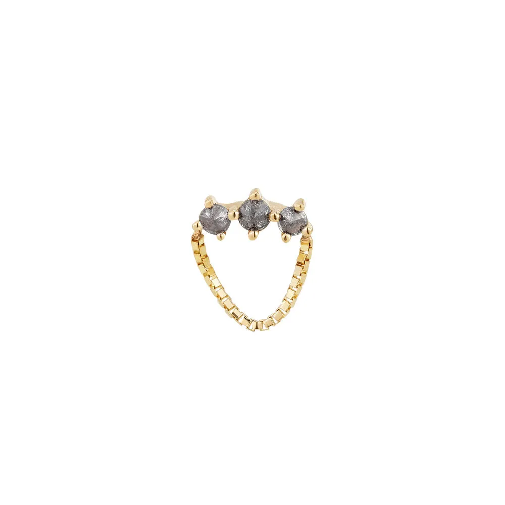 threadless: Halston End with Chain in Gold with Reverse-Set Grey Diamonds