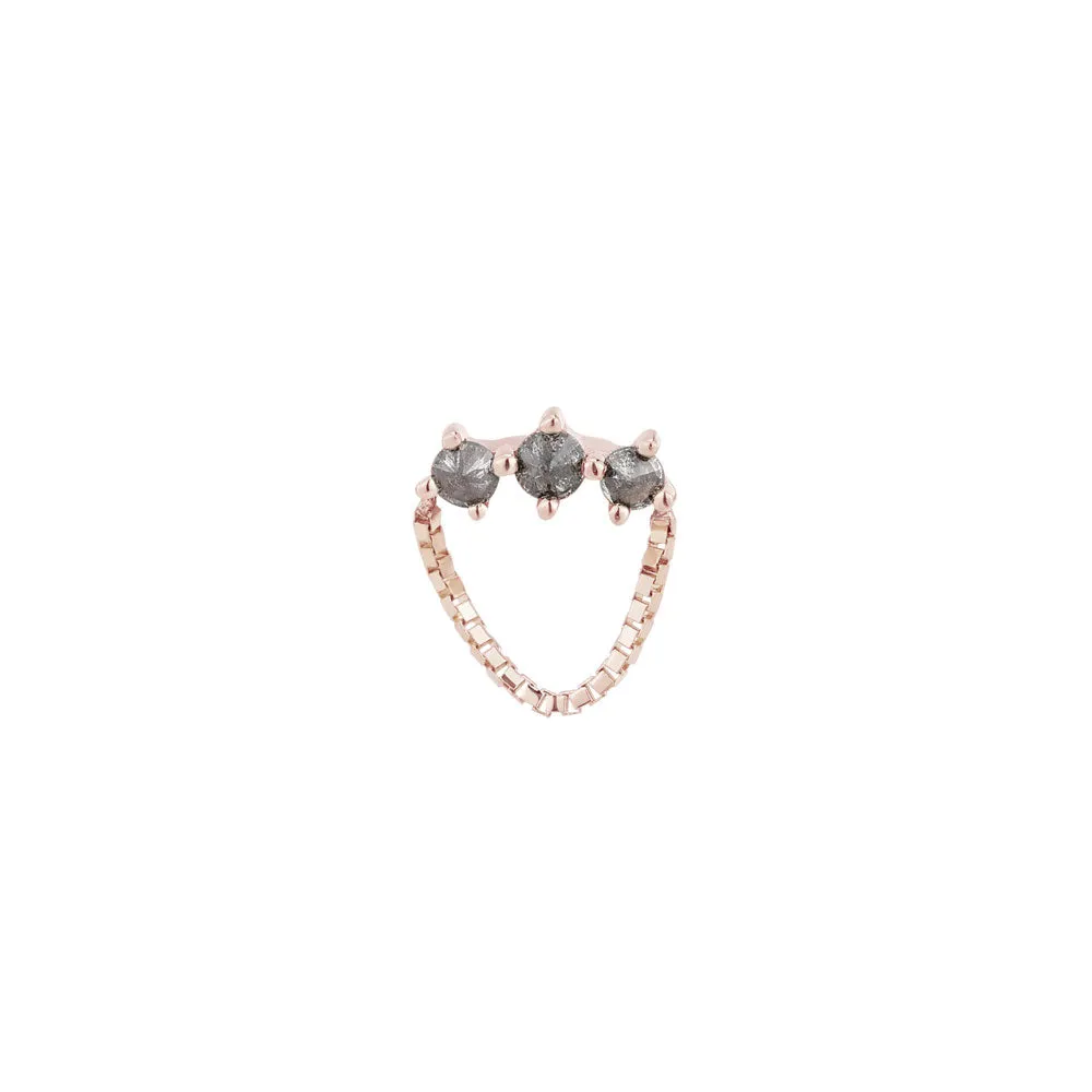 threadless: Halston End with Chain in Gold with Reverse-Set Grey Diamonds