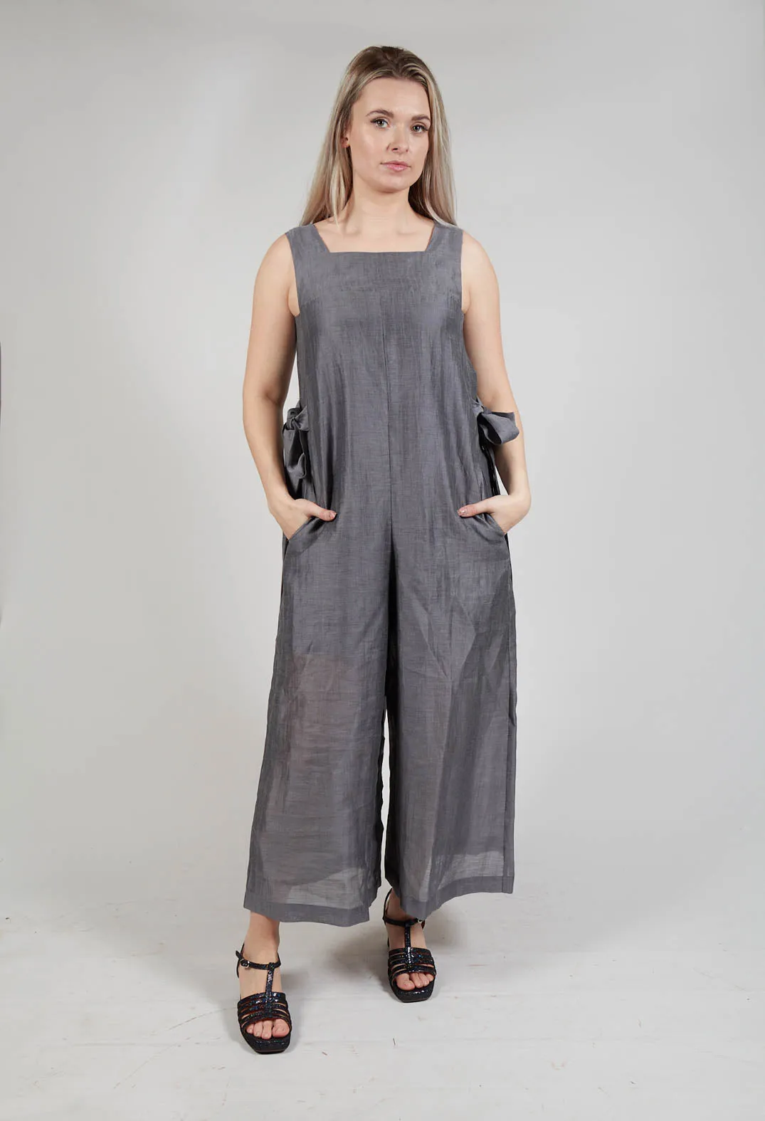 Tie Side Jumpsuit in Grey