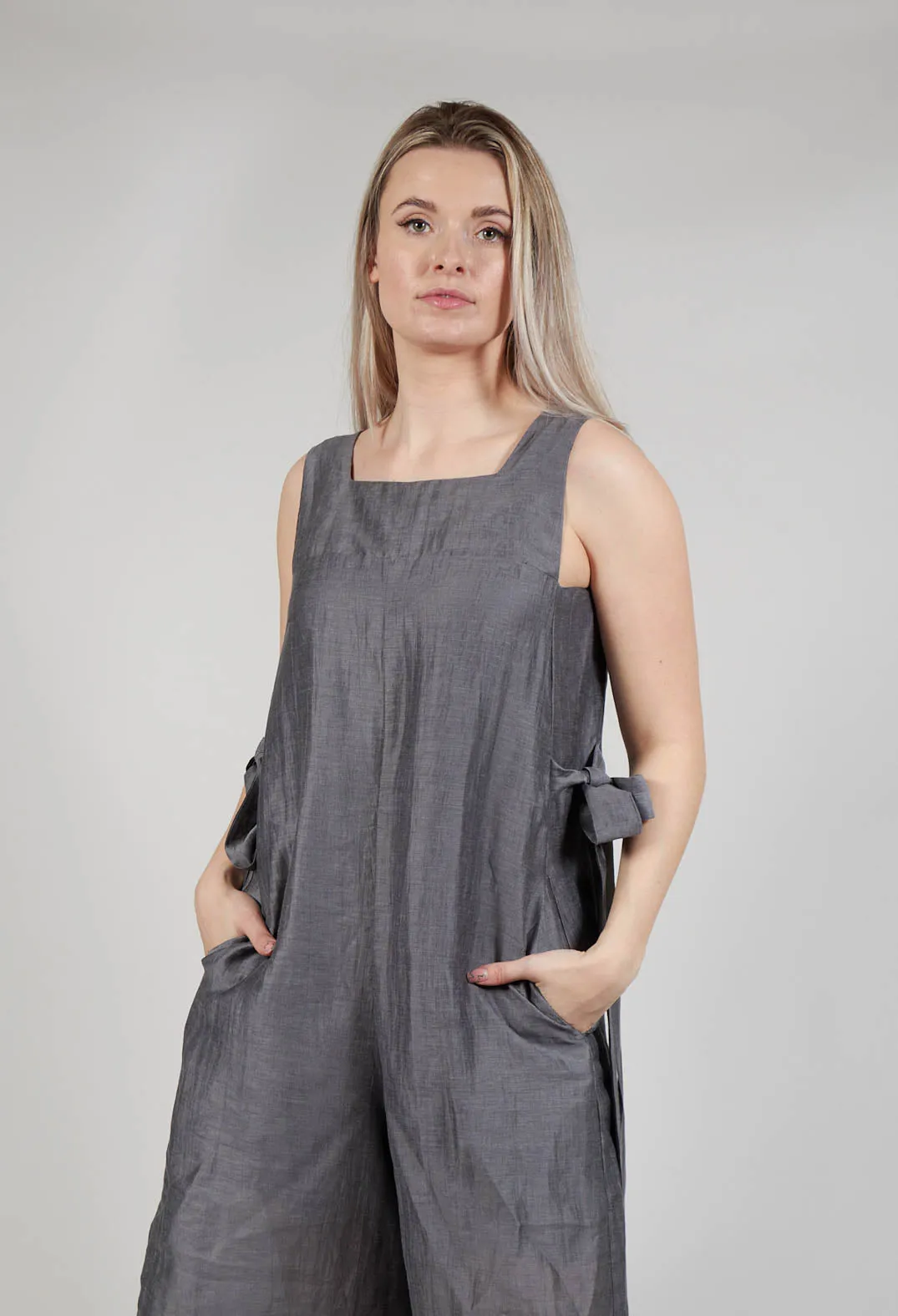 Tie Side Jumpsuit in Grey