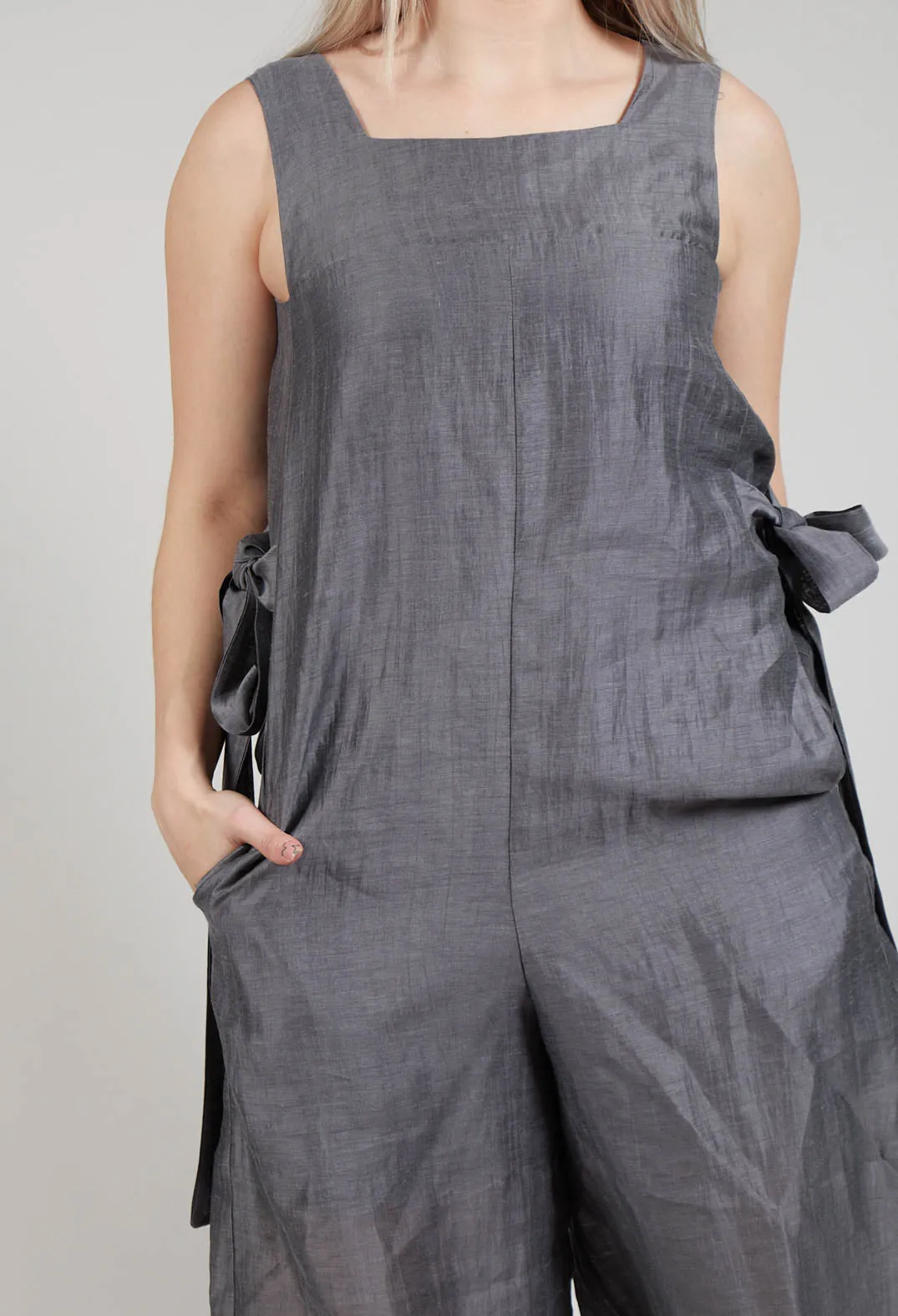 Tie Side Jumpsuit in Grey