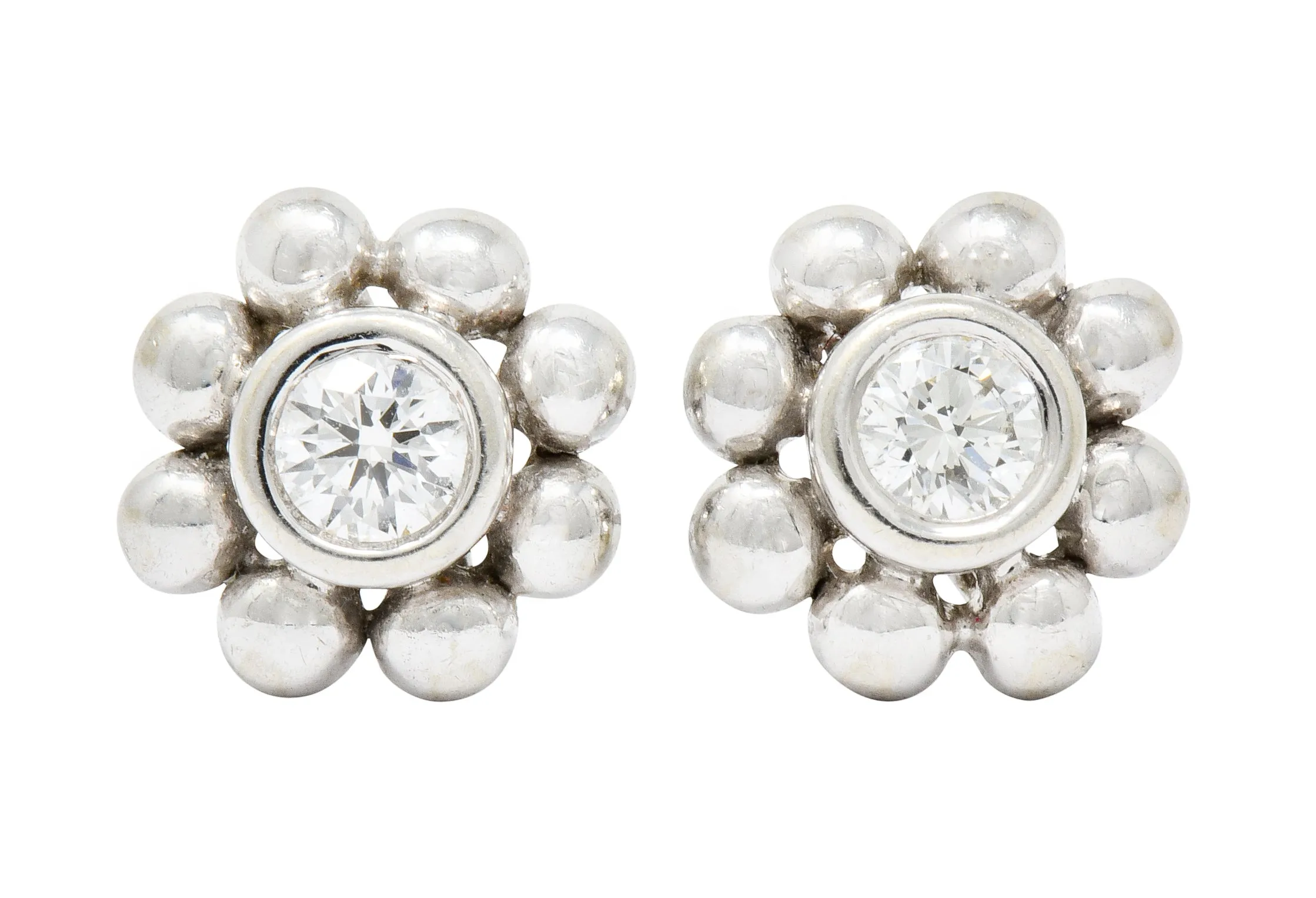 Tiffany & Co. Diamond 18 Karat White Gold Floral Cluster Stud Earrings