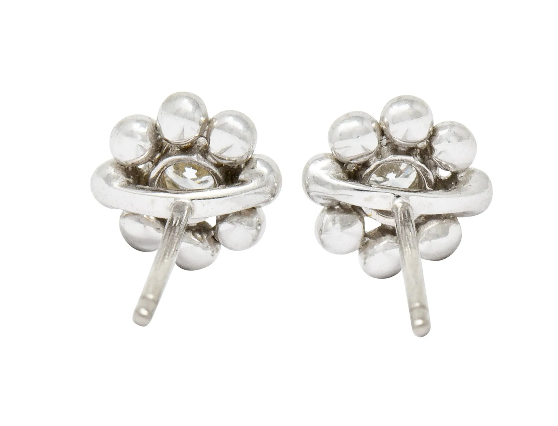 Tiffany & Co. Diamond 18 Karat White Gold Floral Cluster Stud Earrings