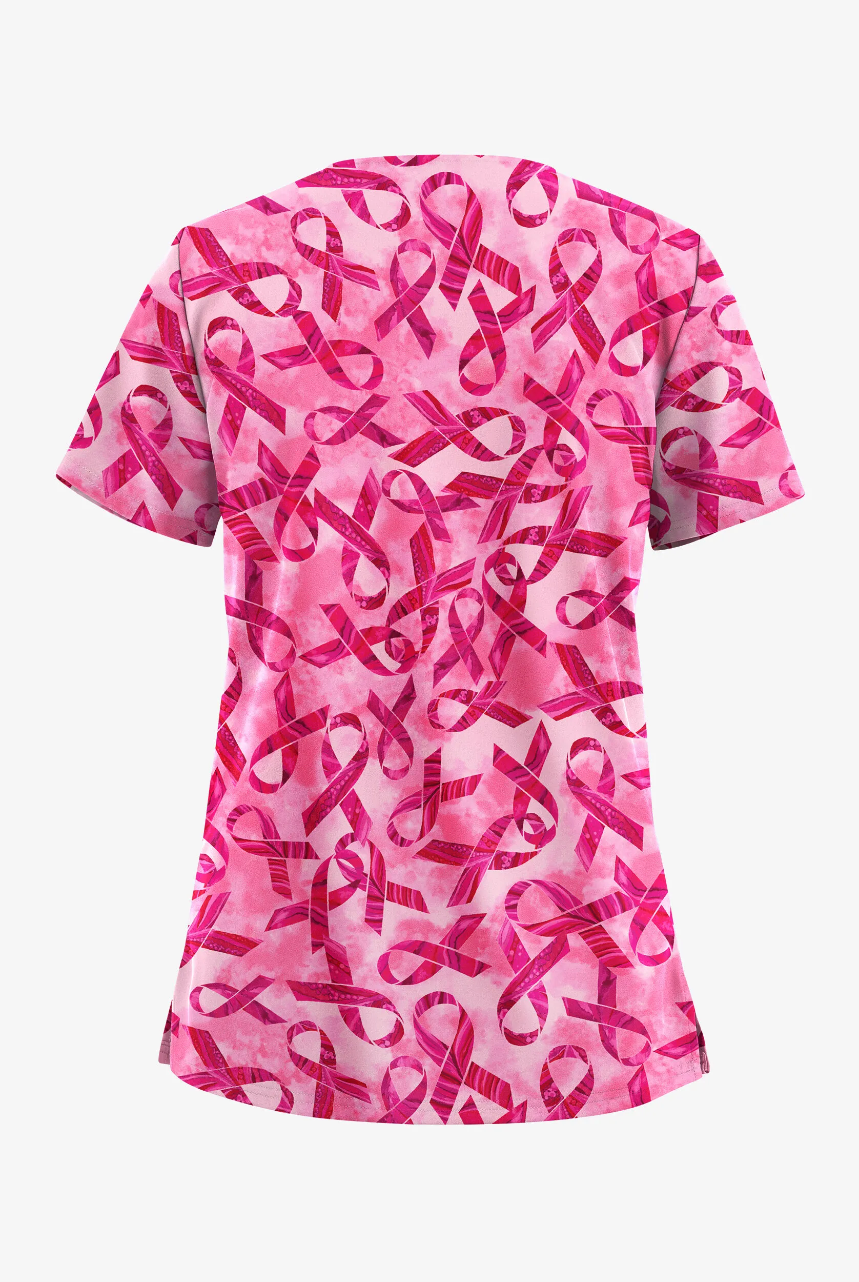 UA Butter-Soft STRETCH Pink Courage Fuchsia Women's 2-Pocket V-Neck Print Scrub Top