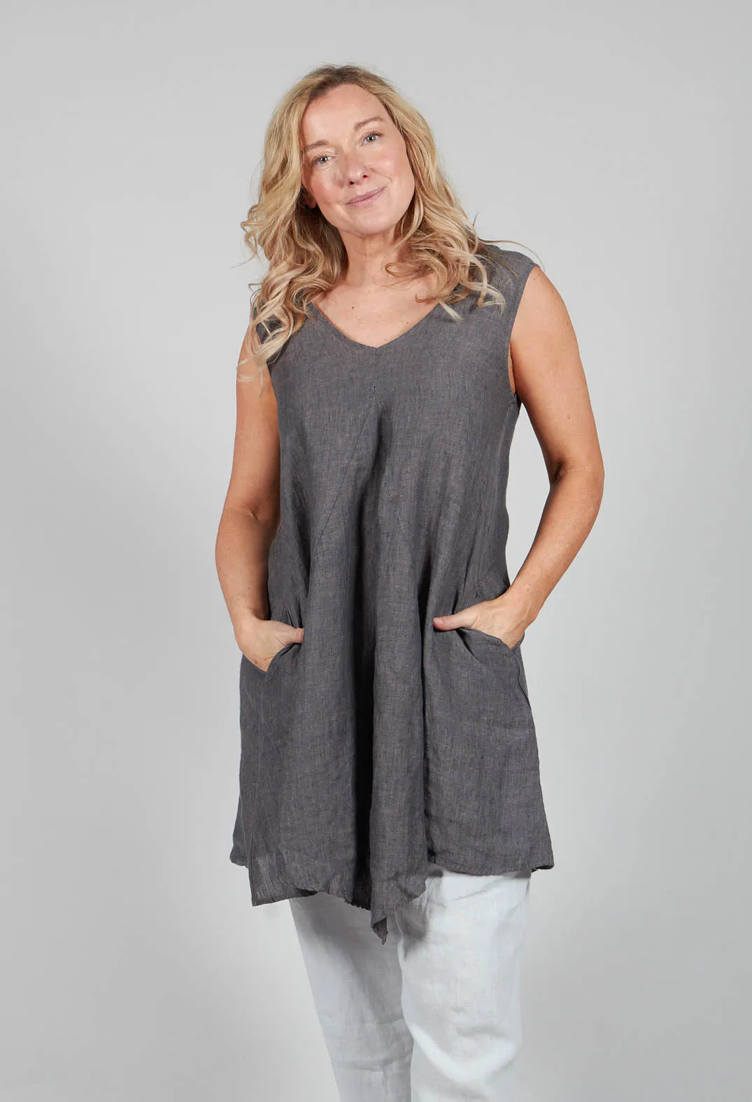 V Neck Tunic in Grey