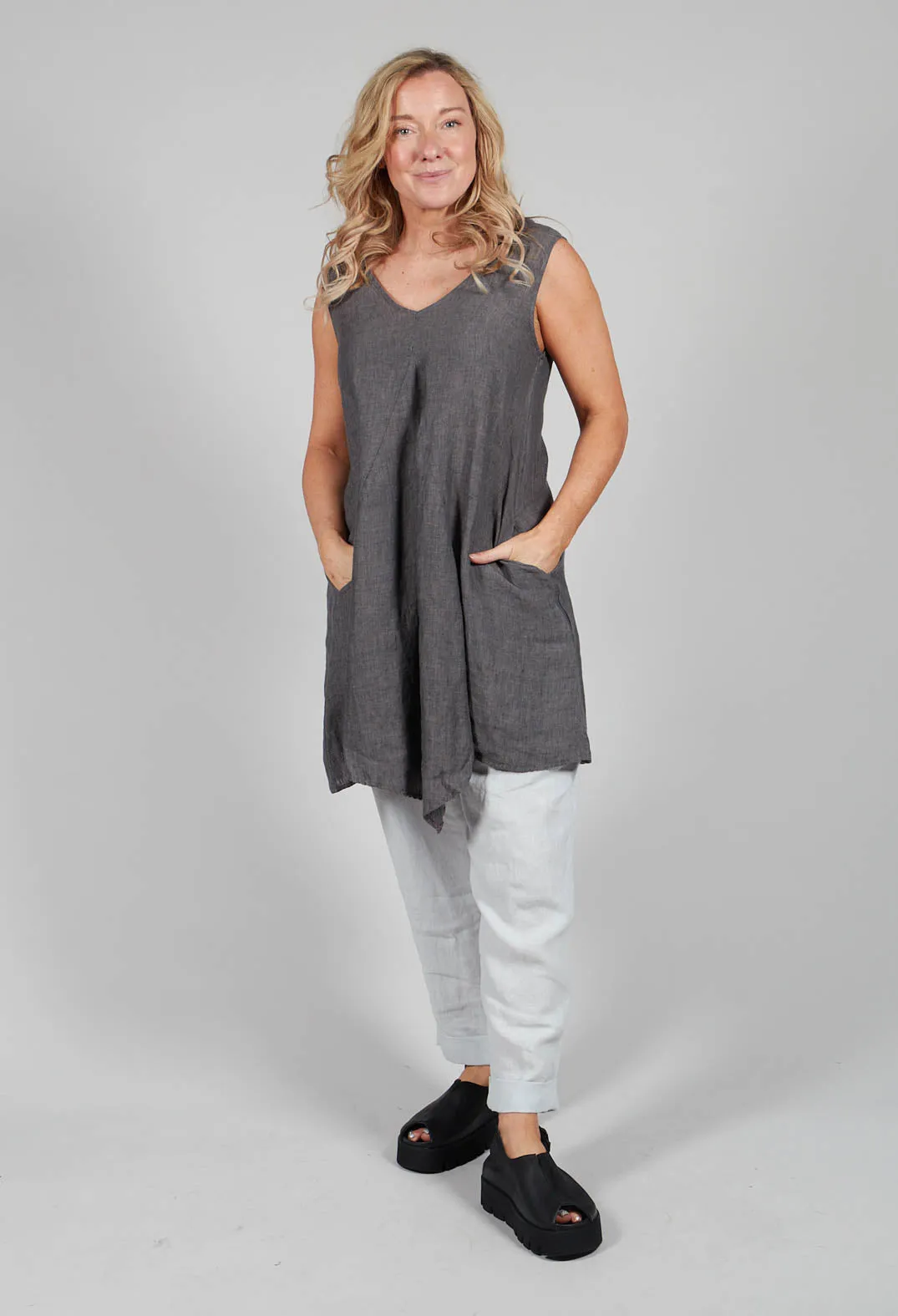 V Neck Tunic in Grey