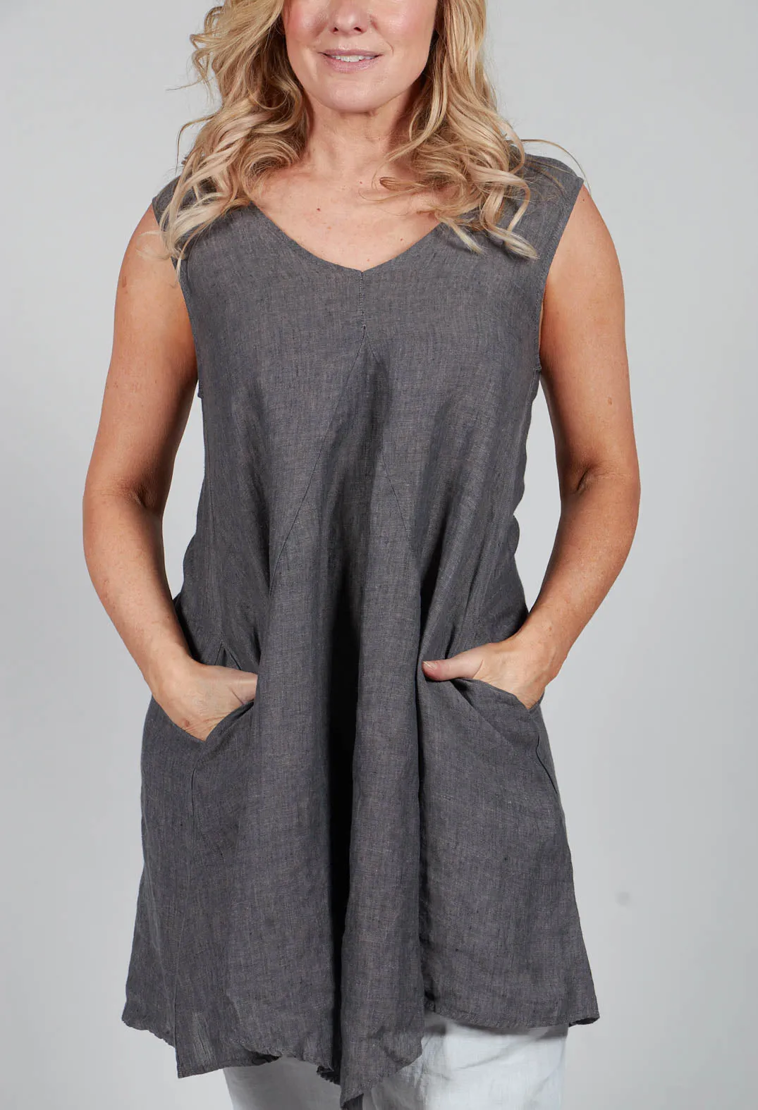 V Neck Tunic in Grey