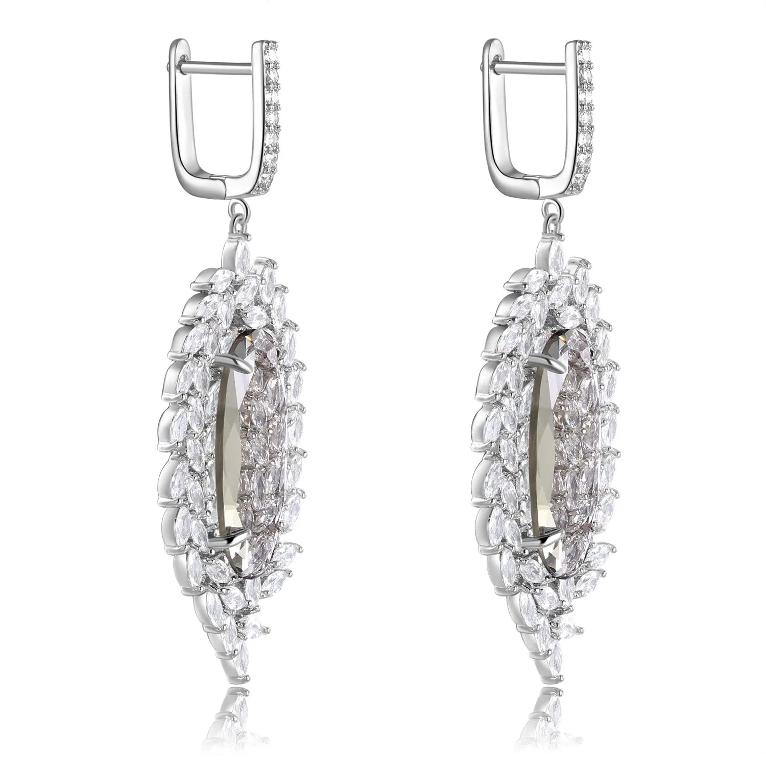 Valencia Light Grey Stone & Designer Shape CZ Earrings