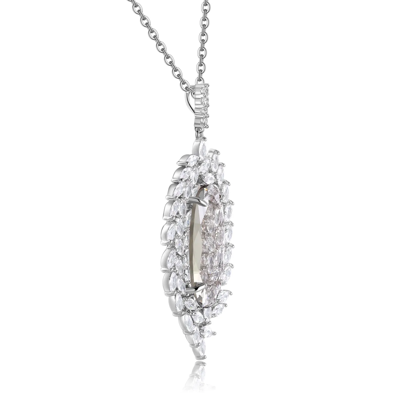 Valencia Light Grey Stone & Designer Shape CZ Pendant