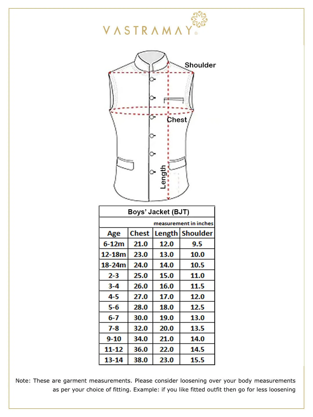 VASTRAMAY Boys Pink & Orange Woven Design Nehru Jacket