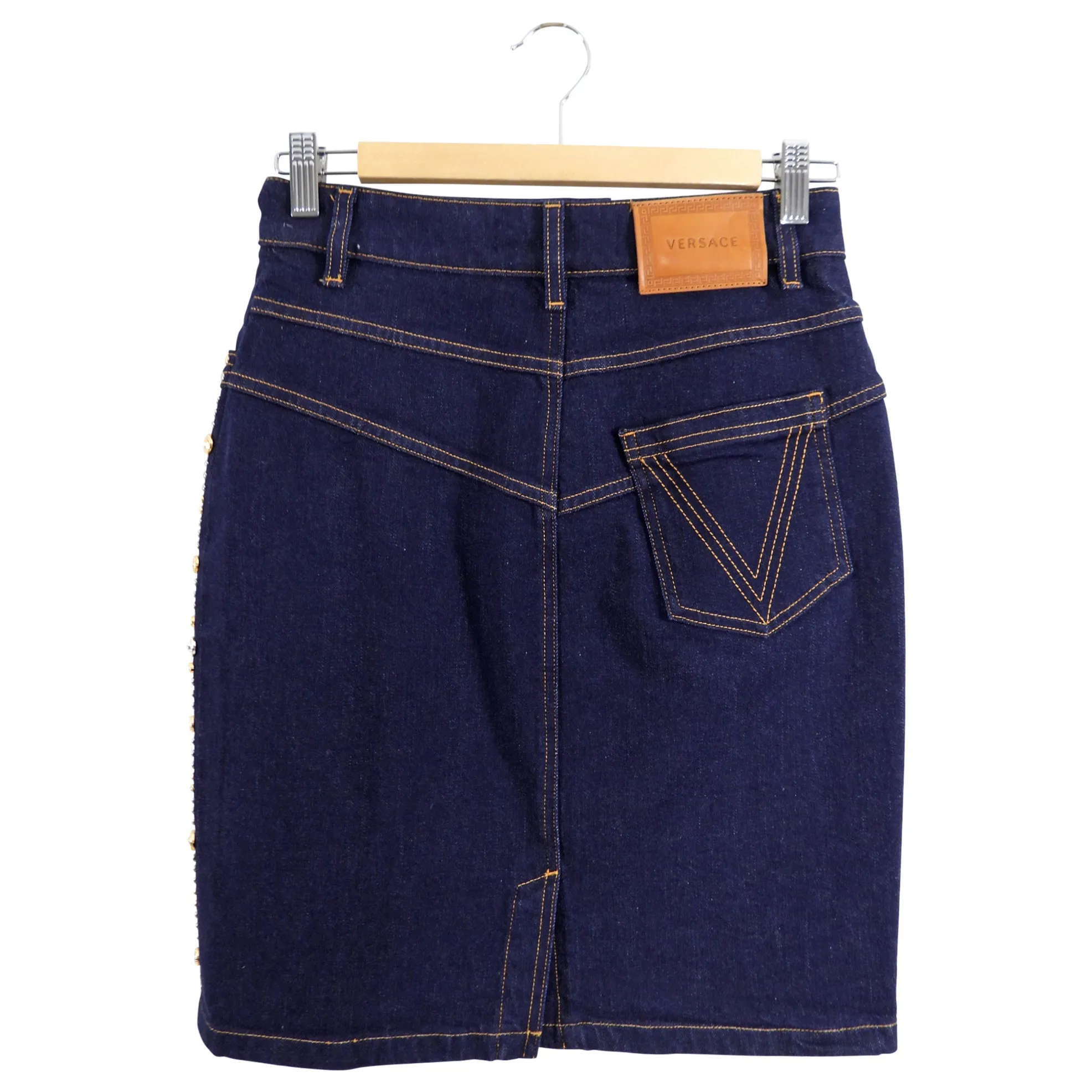 Versace Dark Blue Denim Studded Skirt - IT40 / USA 4