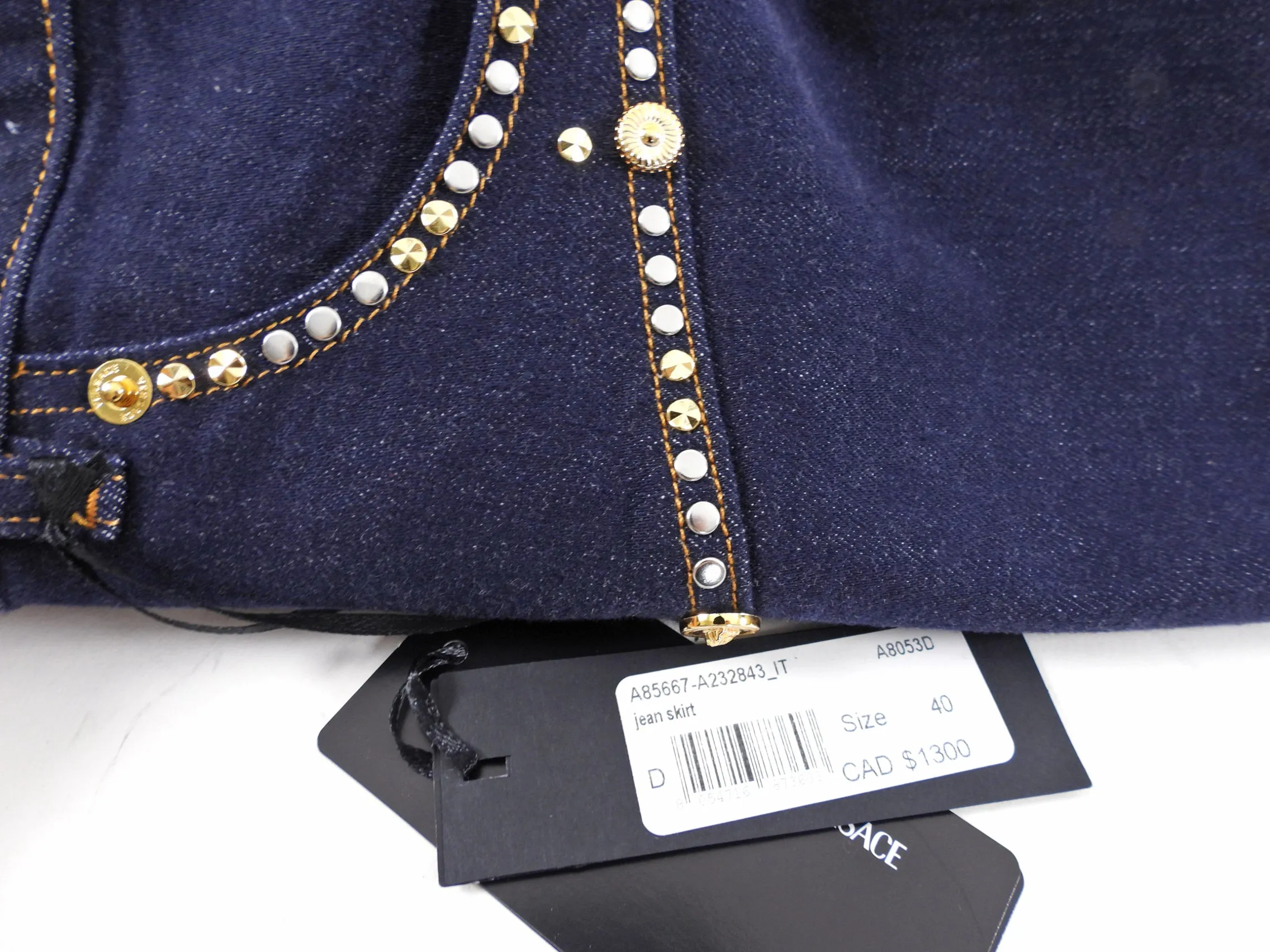 Versace Dark Blue Denim Studded Skirt - IT40 / USA 4