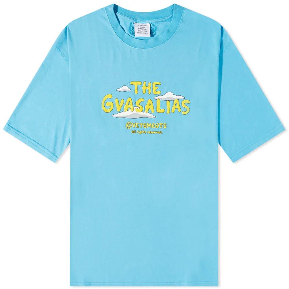 VETEMENTS The Gvasallias Cartoon T-ShirtSky Blue