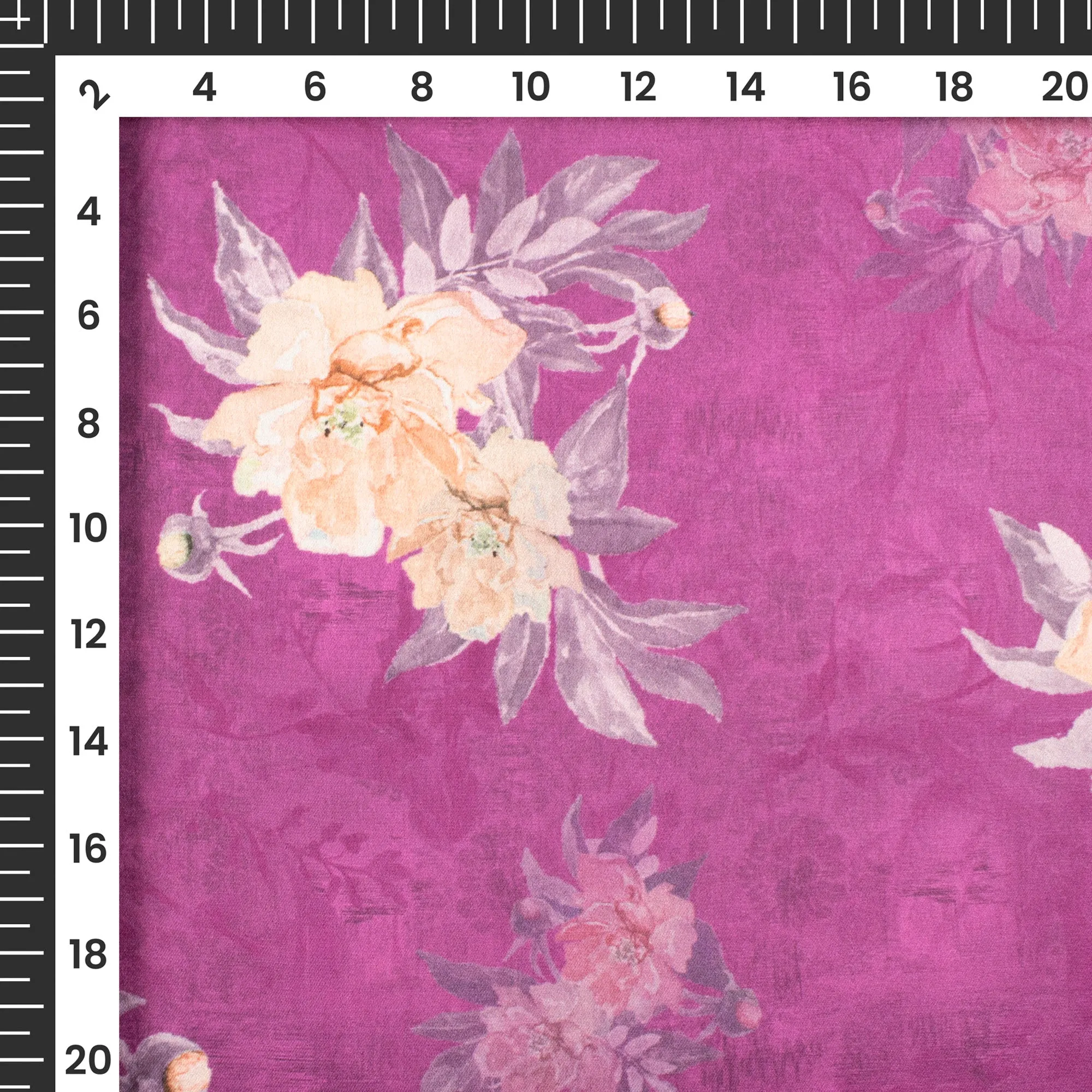 Violet Purple Floral Digital Print Japan Satin Fabric