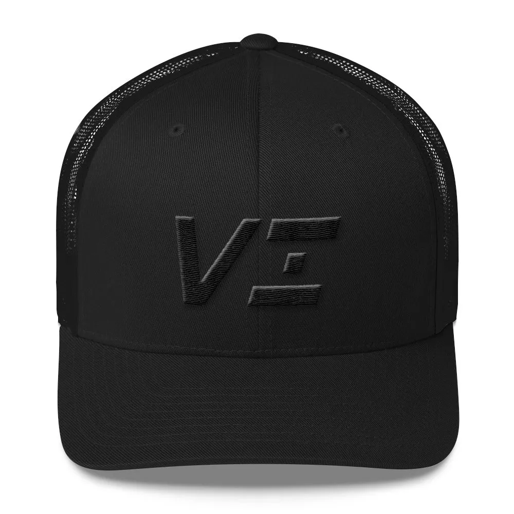 Virgin Islands - Mesh Back Trucker Cap - Black Embroidery - VI - Many Hat Color Options Available