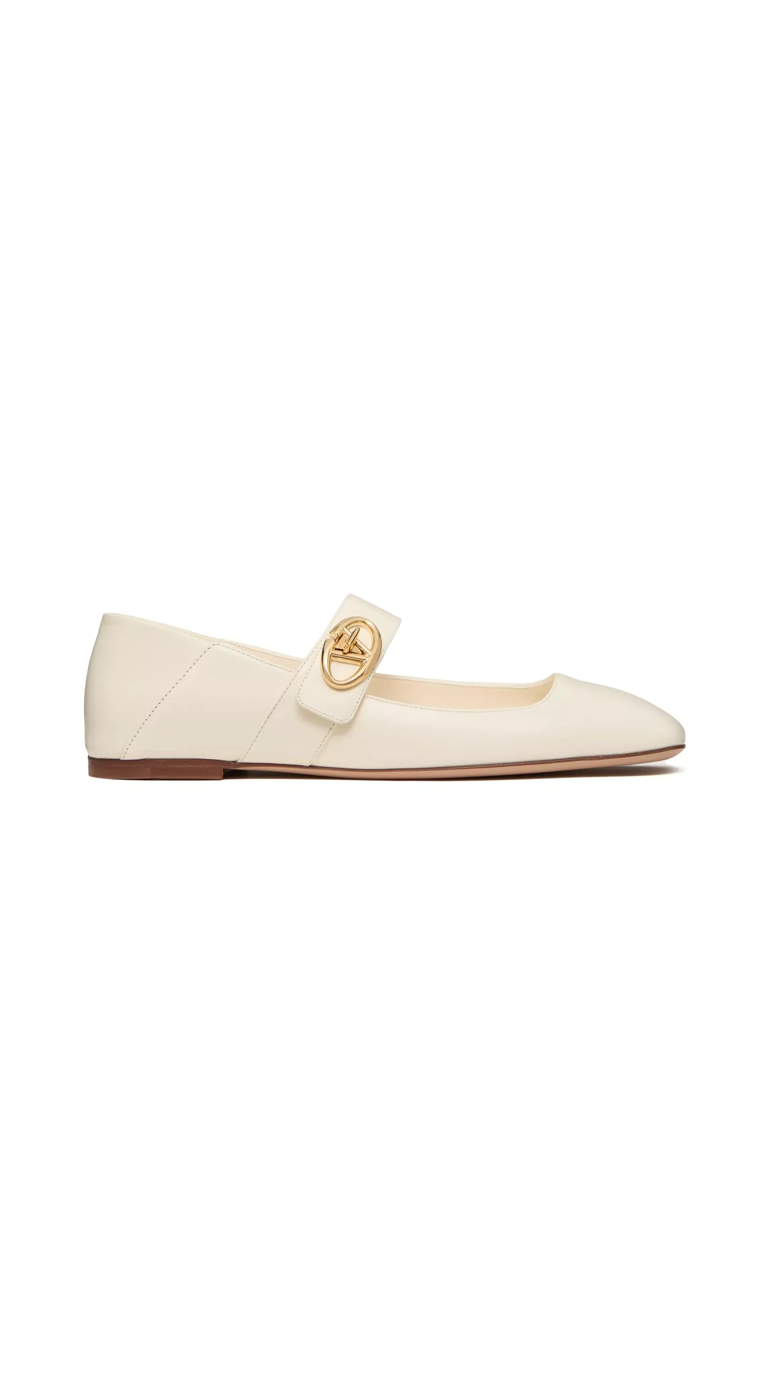 Vlogo Locker Mary Jane Ballerinas in Calfskin - Ivory