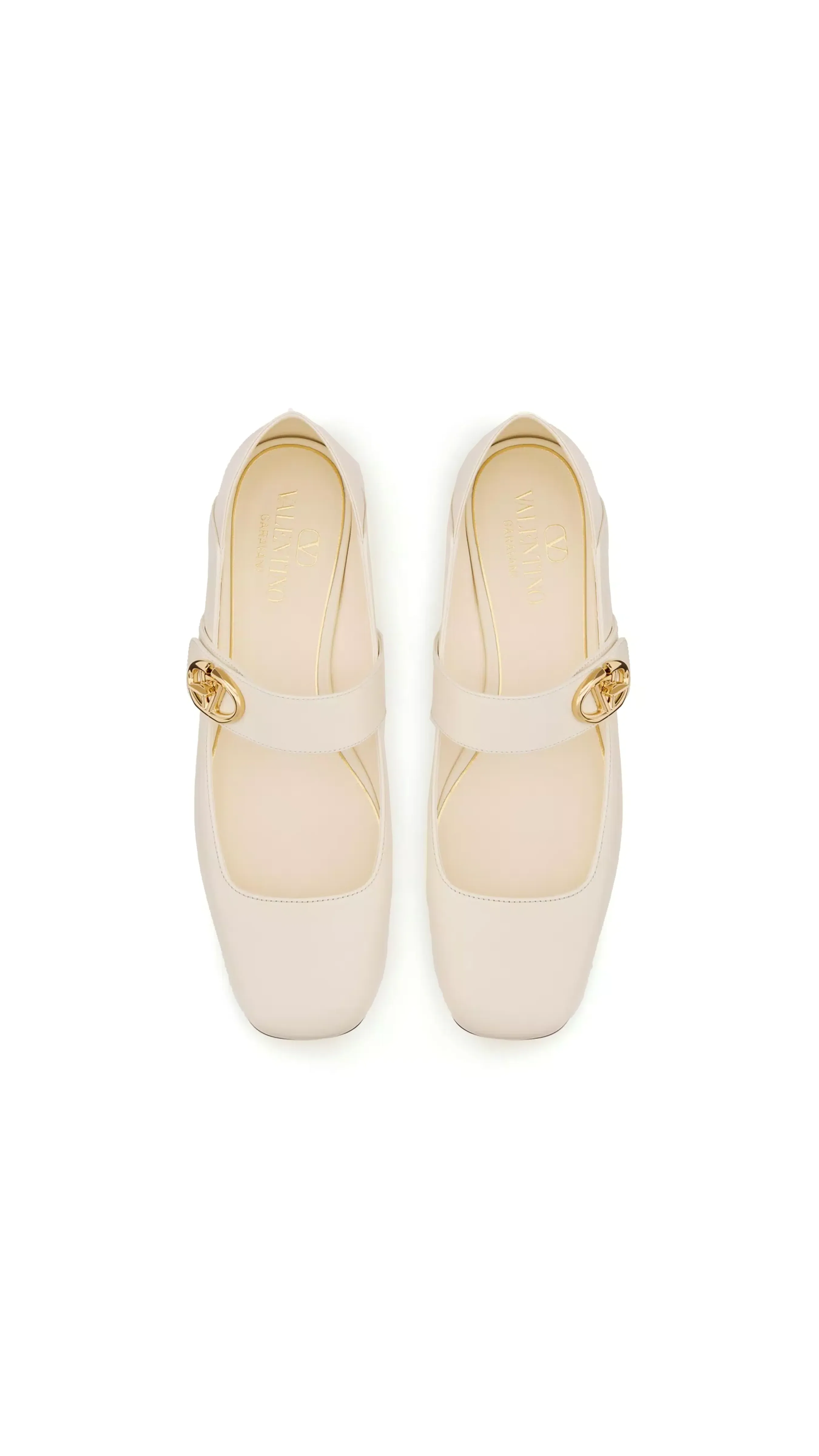 Vlogo Locker Mary Jane Ballerinas in Calfskin - Ivory