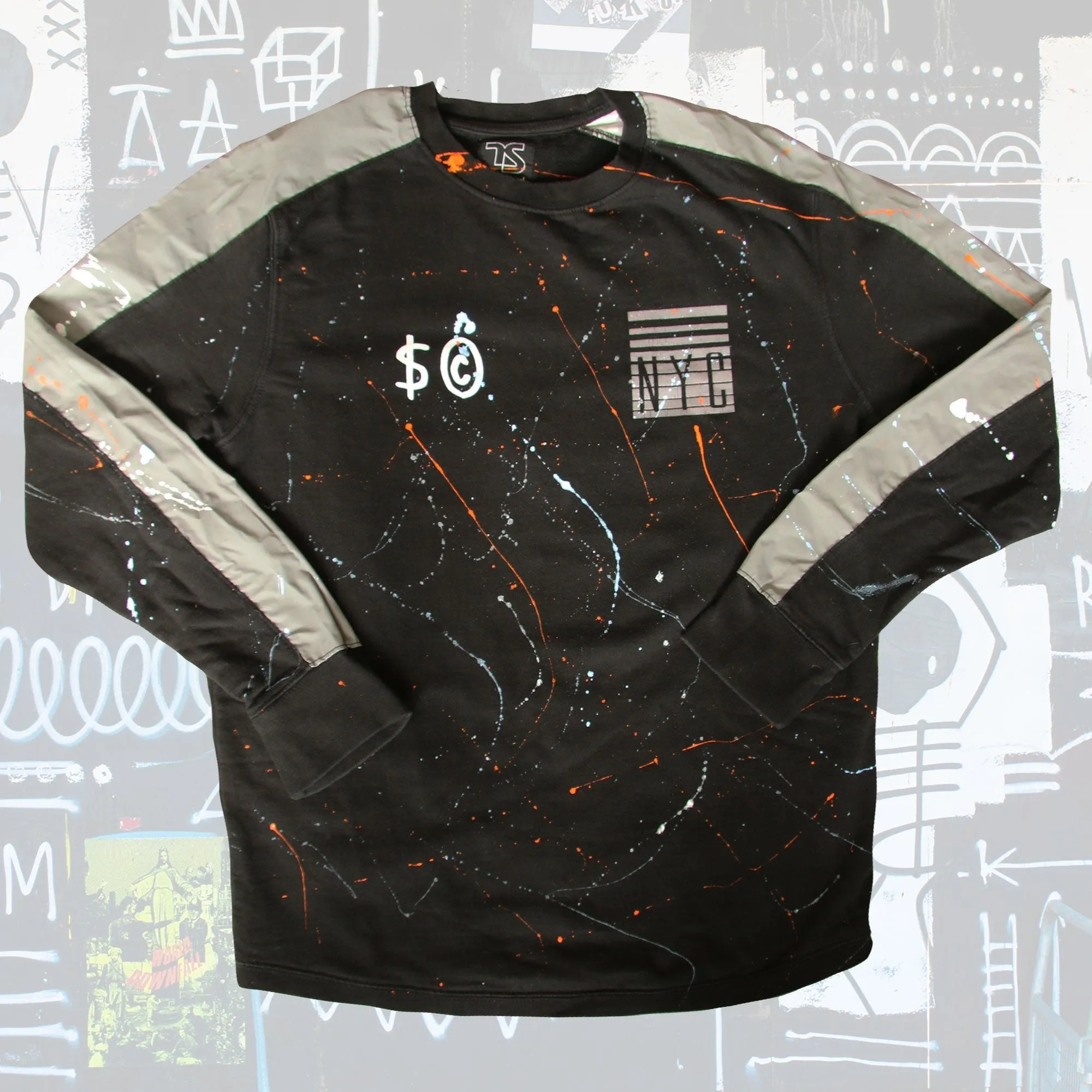 Wearable Art -  Hand Finished Longsleeve in Black/Grey S/M