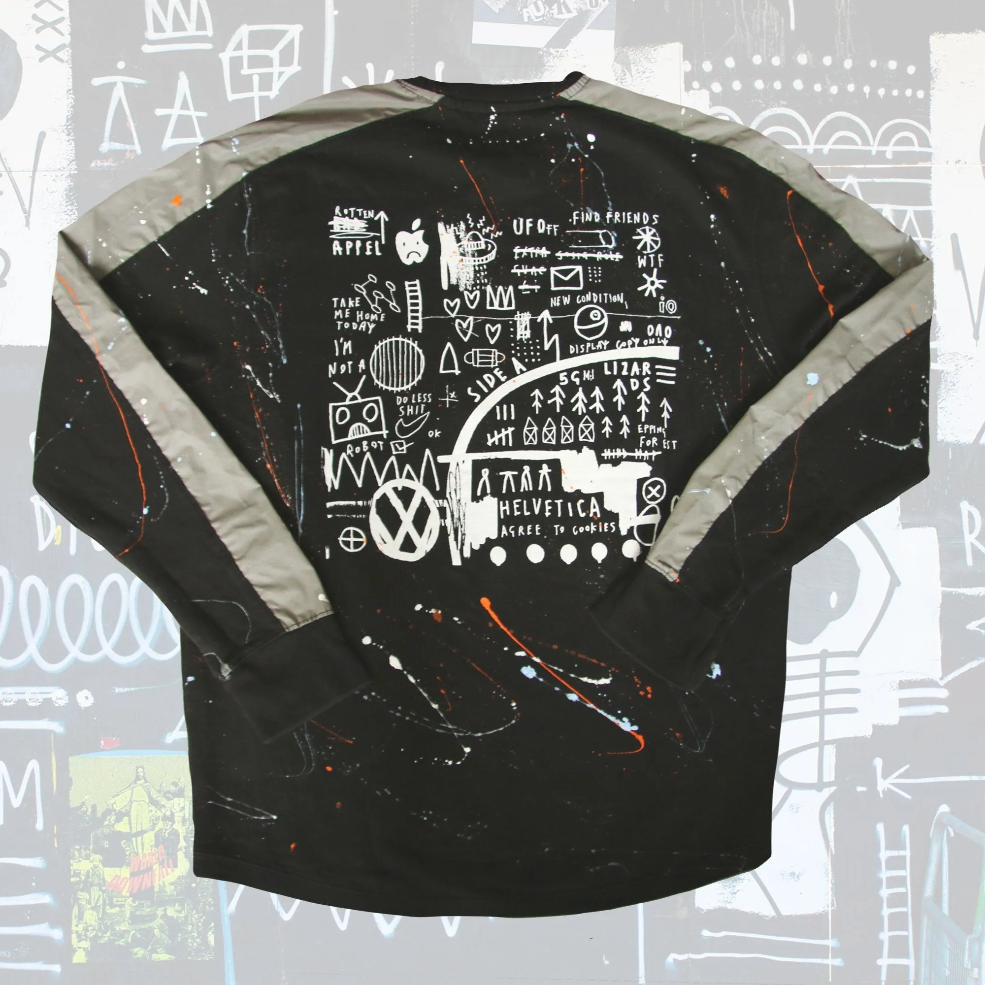 Wearable Art -  Hand Finished Longsleeve in Black/Grey S/M