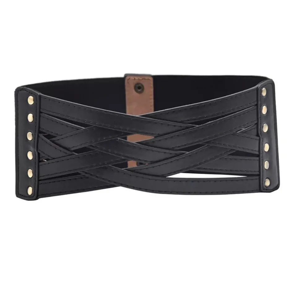 Wide Interwoven Belt Black