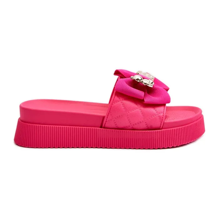 Women's Flip Flops With Bow and Teddy Bear Fuchsia Katterina pink