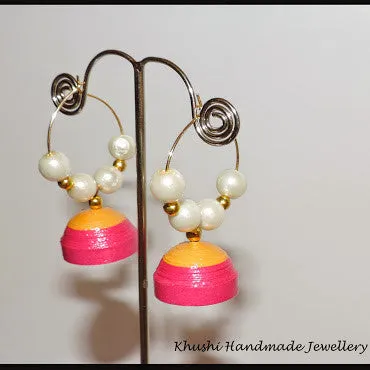 Yellow pink Jhumka