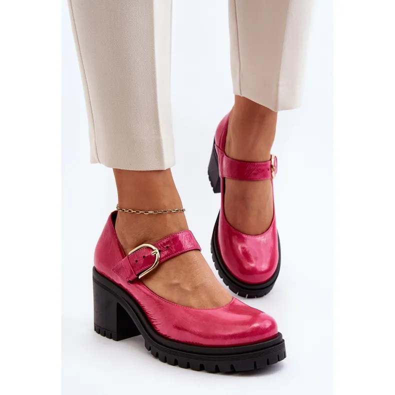 Zazoo 20166 Patent Leather Pumps Fuchsia pink